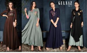 Heavy Riyon Long Kurti con trabajo de bordado para venta en línea - Product Image 5