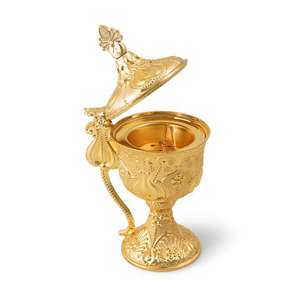 Quemador de incienso martillado de metal Medkhan Mubkhara Servidor de vajilla de color plateado y dorado para Eid Ramadan - Product Image 1