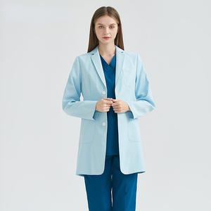 Conjunto de exfoliación de enfermería para mujer de alta calidad Joggers ajustados Nuevo traje con Spandex para el trabajo hospitalario tejido de tela de punto - Product Image 4