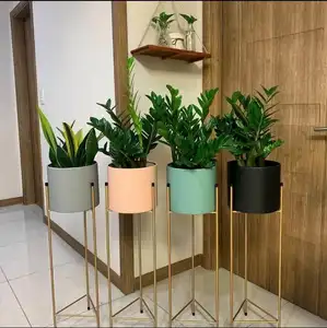 Fast Sales Modern Metal Floral Pot Planters With Long Leg Stand Is Available at Wholesale Price From India Exporters