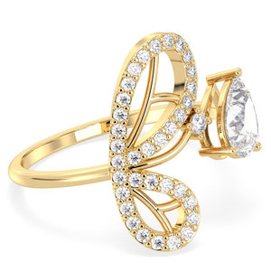 Anillo de Moissanita con Corte de Pera de 0.91 Quilates, Oro Amarillo de 14K/18K, Diseño Elegante REYES, Certificado GRA, Regalos de Boda, Joyería Fina para Mujer - Product Image 1
