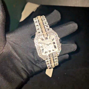 Montre analogique pour homme de haute qualité avec bracelet en acier inoxydable, 100% diamants cultivés en laboratoire, test de diamant réussi, livraison rapide, style hip hop - Product Image 3