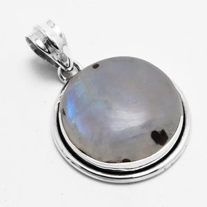 Pendentif rond en pierre de lune arc-en-ciel en argent sterling 925 avec placage à l'or cadeau de mariage parfait pour l'amour 925 bijoux estampillés - Product Image 2