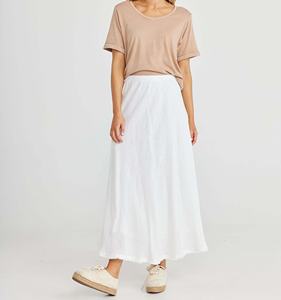 Falda para Mujer Relax Mood, Nuevo Estilo, Silueta Fluida, Cintura Elástica, Abertura Lateral, 100% Lino, Diseño en Línea A - Product Image 5