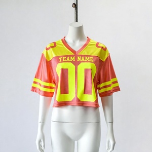 เสื้อเจอร์ซีย์กีฬาสไตล์วินเทจทรงโอเวอร์ไซส์แบบครอป ยูนิเซ็กซ์  แบบอเมริกัน ทรงบ็อกซี่ ผ้าตาข่ายระบายอากาศ แขนสั้น สำหรับฟุตบอล - Product Image 1