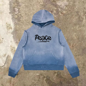 Sweat-shirts à capuche de haute qualité, couleur gris, logo personnalisé imprimé à l'écran, coupe ample, pour hommes adultes. - Product Image 4