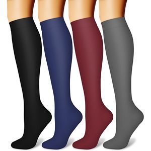 Knee High <b>Compression</b> <b>Socks</b> Solid Color Breathable Knitted Nylon Adults Standard Thickness Casual Football Winter Wear - Product Image 1