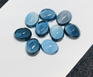 Cabujón ovalado de Topacio azul natural de Londres, piedras preciosas sueltas, ofertas a granel, fabricante, precio al por mayor, fabricación de joyas, 10x12mm - Product Image 1