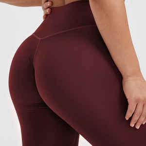 Leggings d'entraînement taille haute pour femmes de nouveau Style avec conception de découpe latérale jambes tricotées sans couture pantalon de Yoga en polaire de haute qualité - Product Image 6