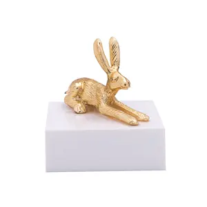 Mới Đến Phục Sinh Trang Trí Nội Thất Bunny Tượng Hiện Đại Trang Trí Nội Thất Vàng Thỏ Bức Tượng Văn Phòng Điêu Khắc Kim Loại Bảng Trang Trí Nội Thất