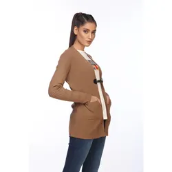 Cao Cấp Của Phụ Nữ Màu Xanh Lá Cây Màu Đỏ Chống-Tie Vành Đai Máy Tính Giản Dị Mùa Đông Dài Tay Áo Đan Áo Len Ăn Mặc Nút Trang Trí Cộng Với Kích Thước Rửa - Product Image 2