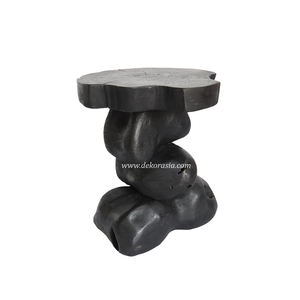 Modern Black Teak Root <b>Stacking</b> <b>Stool</b> for Home Unique Custom Wooden <b>Stool</b> for Living Room Patio or Apartment - Product Image 1