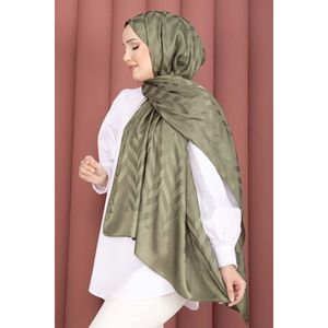 Série de châles jacquard à motif zigzag, style tricoté en laine vert olive pour le département musulman - Product Image 2