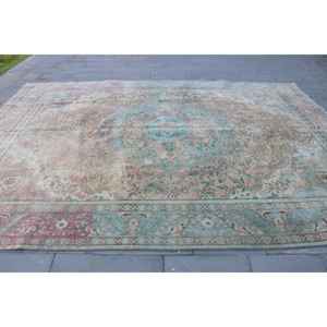 Alfombra Vintage Extra Grande de 9.4x12.7 pies (286x387 cm), Alfombra Turca de Lana con Diseño Floral Azul - Product Image 4