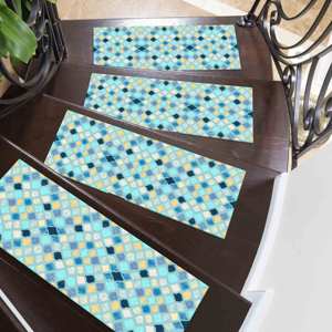 พรมลายบลูสเต็ปทันสมัย พรมพิมพ์ลายสำหรับตกแต่งบ้าน ทำความสะอาดง่าย - Product Image 1