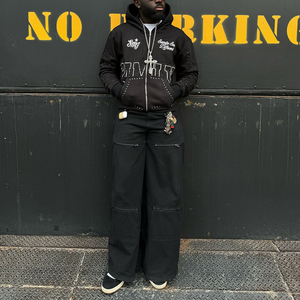 Sweat-shirts surdimensionnés vintage délavés à l'acide avec logo brodé personnalisé en strass pour hommes, streetwear d'hiver, 100% polaire - Product Image 3