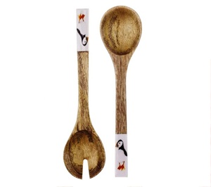 Servidores de Ensalada Modernos de 11 Pulgadas Recubiertos de Resina Hechos a Mano, Ecológicos, Aptos para Lavavajillas, Utensilios de Cocina Hechos en India - Product Image 1