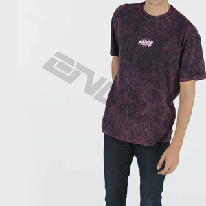 Venta al por mayor de peso pesado personalizado Boxy algodón Hip Hop camiseta de gran tamaño Vintage piedra gota hombro ácido lavado camisetas de los hombres - Product Image 1