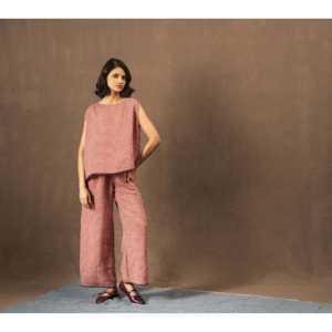 DVE DITYAA Pantalon en lin tissé à la main, taille haute, coupe large, respirant, technique froissée, motif à carreaux cramoisie, pour l'été, pour filles, 3XL - Product Image 6