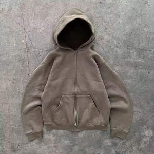 Sweat à capuche personnalisé de haute qualité, 100% coton, épais, à épaules tombantes, double fermeture éclair, effet délavé à l'acide - Product Image 4