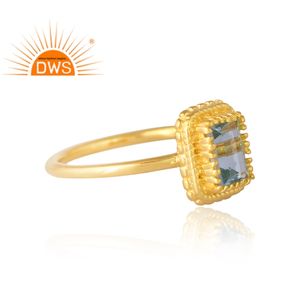 Mejor diseño de plata esterlina 18K chapado en oro Natural Topacio Azul anillo de piedras preciosas Demi joyería fina para mujer regalo para ella - Product Image 4