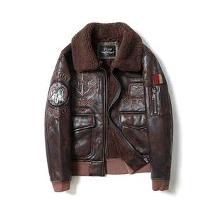 Veste d'hiver en cuir PU vintage imitation peau de mouton en gros, ample, patchwork, broderie, fermeture éclair, imperméable, coupe-vent, service OEM - Product Image 4