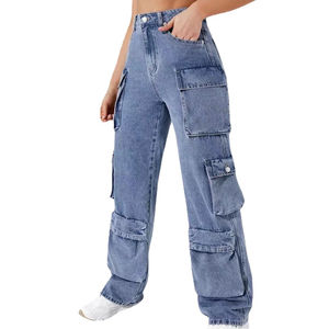 Pantalones de mezclilla de ajuste relajado transpirables personalizados para mujer, bolsillos de tiro medio, diseño de jeans holgados Vintage, ropa de calle lavable, verano ancho - Product Image 6