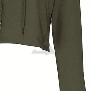 Breathable Anti-Wrinkle Winter Crop <b>Top</b> Hoodie for Women with Front Logo Drop Shoulder Ribbed Hem-Workout Wear - Product Image 4