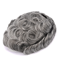 Prothèse capillaire réaliste pour homme, gris, brun clair, 40 65 80, en cheveux naturels, système de remplacement capillaire pour homme