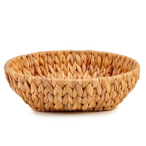 Panier peu profond décoratif en gros, paniers tissés en jacinthe d'eau, bol artisanal en forme de récipient - Product Image 1