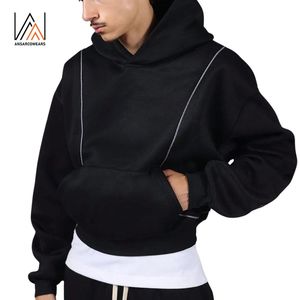 Sudadera con Capucha Unisex Extra Grande de Algodón 100% para Hombre, con Logotipo Personalizado Digital, Hombros Caídos, Franja Reflectante, para Invierno - Product Image 1