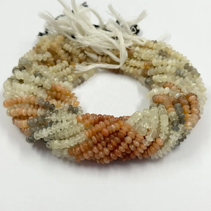 Compre en Línea 6mm Natural Multi Moonstone Smooth Button Rondelle Gemstone Beads para joyería hecha a mano a precio de fábrica al por mayor - Product Image 1