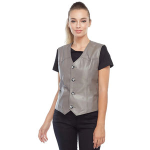 Gilet en cuir pour motard pour femme, prix bas, best-seller, fabriqué en usine au Pakistan, nouveau design, gilet en cuir pour motard pour femme - Product Image 5