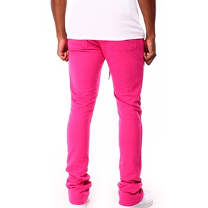 Pantalon de survêtement évasé pour homme, survêtement rose à taille avec cordon de serrage, empilé, décontracté, pour l'hiver et l'automne - Product Image 3