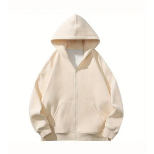 Sudaderas con capucha lisas para hombre de talla grande con cremallera y hombro caído Color sólido Sudadera con capucha de secado rápido para hombre adulto con diseño y tamaño personalizados - Product Image 3