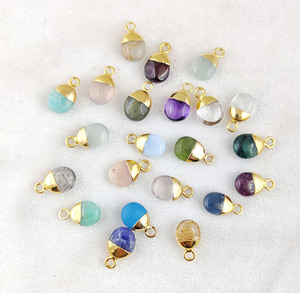 Zafiro Tumble Charms 8-10mm Smooth Birthstone Colgante Joyería de cobre hecha a mano con piedra natal natural Galvanizado Charm - Product Image 4