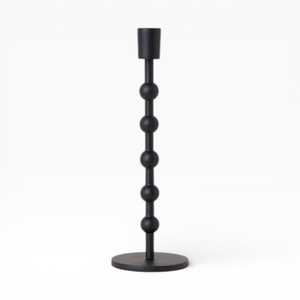 Contemporary <b>Black</b> Metal Candle <b>Holder</b> With Circular Base And Minimal Frame For Modern Interior And Luxury Decor - Product Image 1