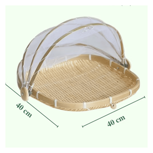 Bandeja de bambú con malla tejida a mano para cubrir, secar y servir alimentos, hecha en Vietnam. - Product Image 6