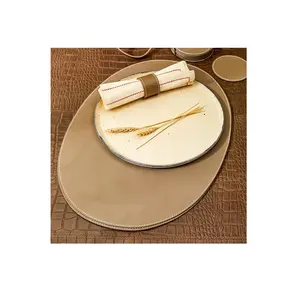Índia artesanato Leather plate mats e Table Mat Colocação Mats para Mesa de Jantar Placemat forma redonda e venda quente