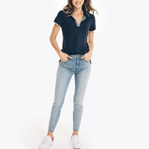 Polos de Golf de manga corta transpirables con cuello en V para mujer de gran tamaño de alta calidad - Product Image 5