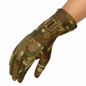 Guantes Tácticos para Clima Cálido, Camuflaje MTP, Guantelete de Cuero, Nudillos Acolchados con Espuma de Uretano, Correa de Nailon - Product Image 5