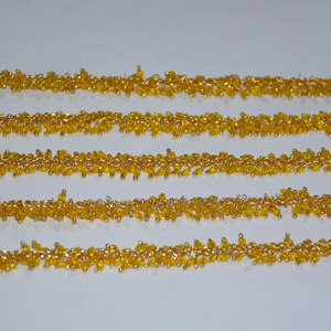Chaîne de chapelet de perles Hydro de quartz jaune enveloppée de fil plaqué argent de qualité supérieure, chaîne de perles de chapelet épais pour la recherche de bijoux - Product Image 5