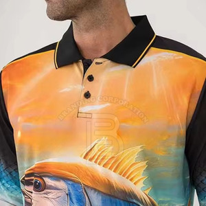 Camiseta Polo de Pesca de Manga Larga con Estampado por Sublimación, Diseño Personalizado, Servicio OEM, Camiseta Estilo Polo Transpirable - Product Image 6