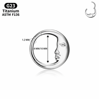 Anneau de nez articulé en titane plaqué or ASTM F136 G23, motif lune, pour septum, hélix, daith, cartilage, cadeau de mariage