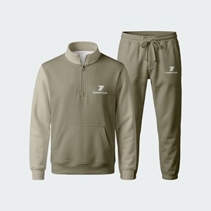 Conjunto Deportivo para Hombre de Alta Calidad, Manga Larga, Cierre de Cremallera de un Cuarto, Colores Sólidos, Bolsillo Frontal, Corte Regular, Precio al por Mayor, Personalizable - Product Image 1