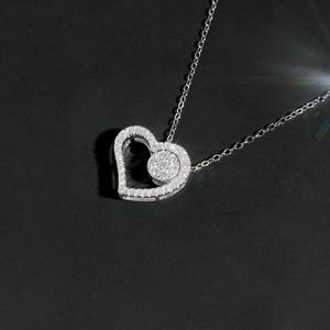 Collar de Plata de Ley 925 con Colgante de Moissanita en Forma de Corazón, Estilo Perla Negra, para Fiesta de Compromiso o Boda, Joyería para Mujer - Product Image 1