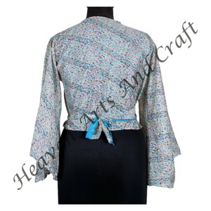 2025 Nueva colección de verano Top corto de seda con lazo para mujer, Top con mangas acampanadas para ropa de fiesta en la playa - Product Image 5