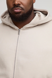 Sweat à capuche zippé décontracté pour homme, personnalisé, 100% coton, 350 grammes, surdimensionné, logo imprimé DTF, fermeture éclair, ODM - Product Image 4