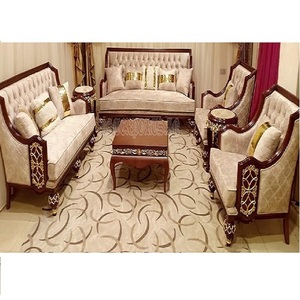 Designer วอลนัทโปแลนด์ห้องนั่งเล่นเฟอร์นิเจอร์ Maharaja ห้องนั่งเล่นเฟอร์นิเจอร์ชุดสําหรับ Home Royal มือแกะสลักโซฟาไม้สัก - Product Image 1