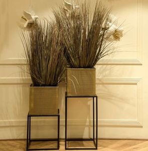 Hot Sale Gold <b>Square</b> Planter With Stand in Bulk Price For Restaurant Hotel Home Decor - Product Image 5